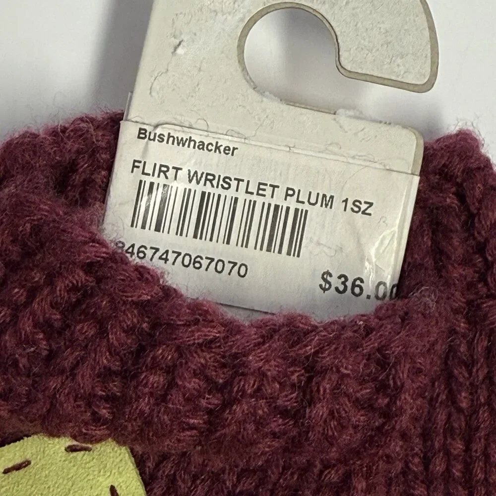 Pistil Wool Blend Stitched Heart Fingerless Gloves Handwear Gants Plum New